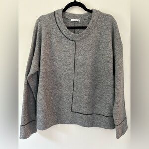 NWOT Staccato Heathered Gray Crew Neck Sweater with Black Detail Size M